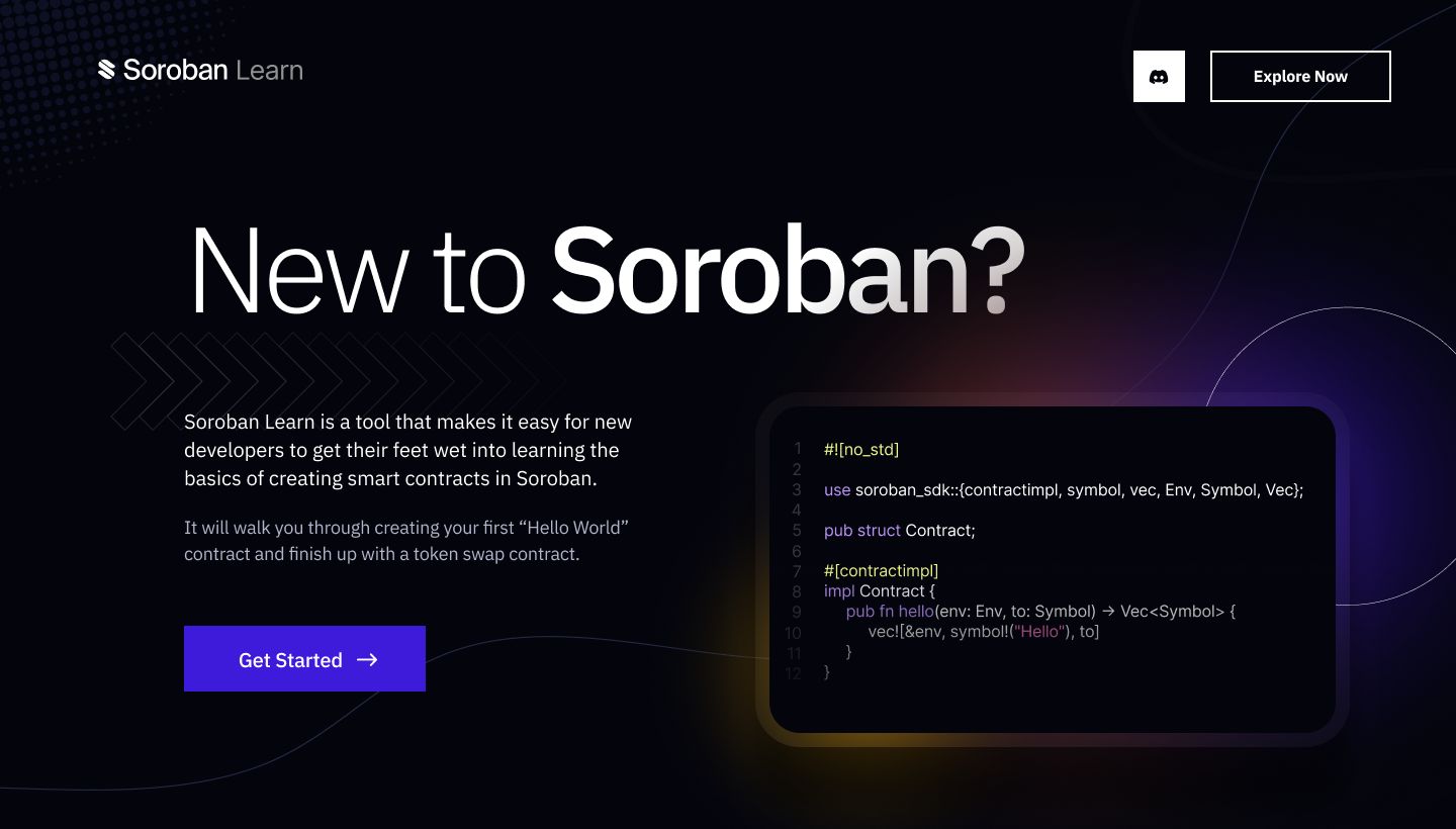 Soroban Learn landing page asking New to Soroban?